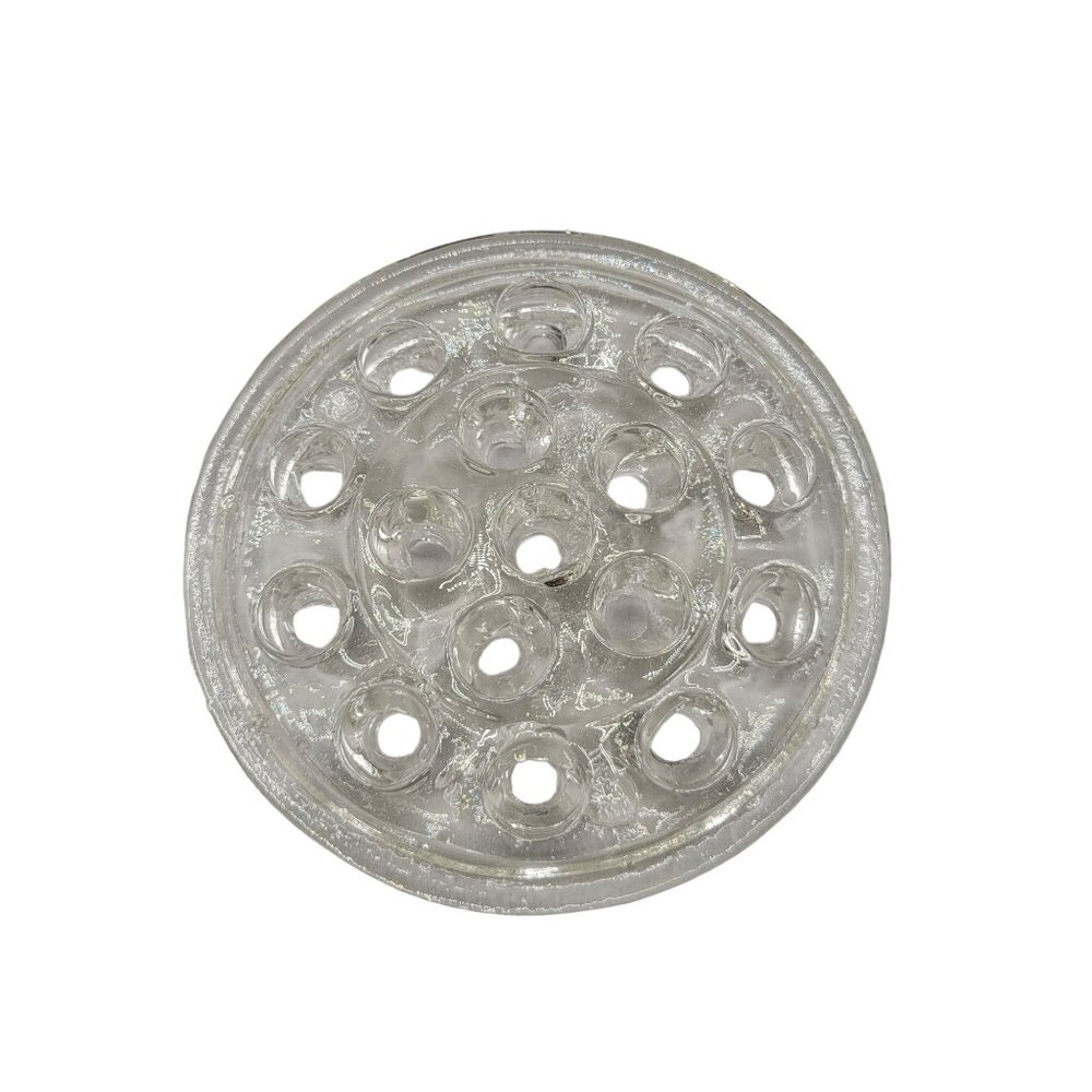 Flower Frog Clear Glass 16 Holes Marble Display Makeup Brush Holder 5 Inch
